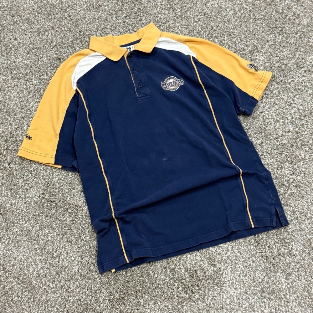 VTG 90s Lee Sport Milwaukee Brewers Polo Shirt MLB Baseball Embroidered Mens M